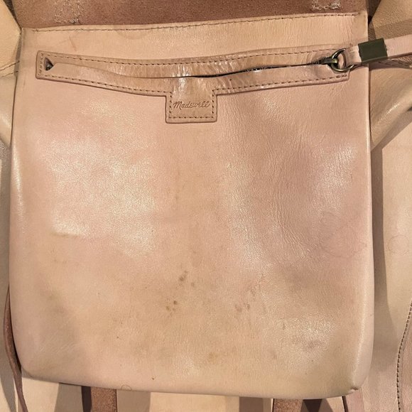 Madewell Genuine Leather Cream Medium Transport Tote w Shoulder Crossbody Strap - Picture 5 of 9